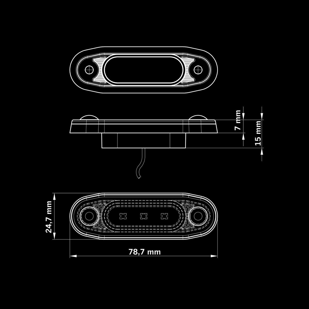 Strands Dark Knight Ultra Slim – Luz de gálibo 3 LED