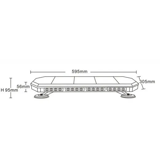 Barra de advertencia LED ámbar - Universal (595x305x5 mm, R65)