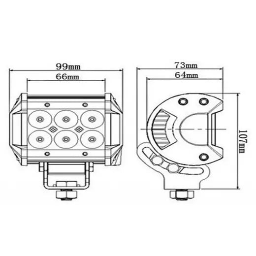 Faro de trabajo cuadrado - Universal (6 LEDs)