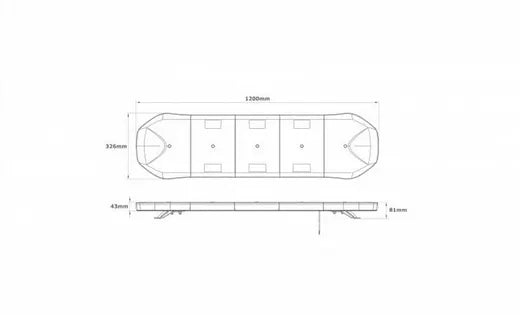 Barra de advertencia LED ámbar - Universal (1200x326x81 mm)