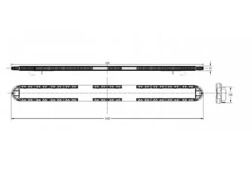 Barra de advertencia LED ámbar - Universal (1450x120 mm)