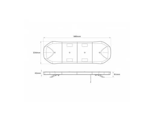 Barra de advertencia LED ámbar - Universal (980x326x81 mm)