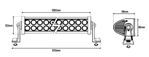 Barra de luces LED - Universal (96 LEDs, curvada, 1312 mm)