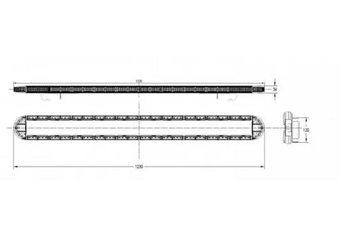 Barra de advertencia LED ámbar - Universal (1230x120 mm)