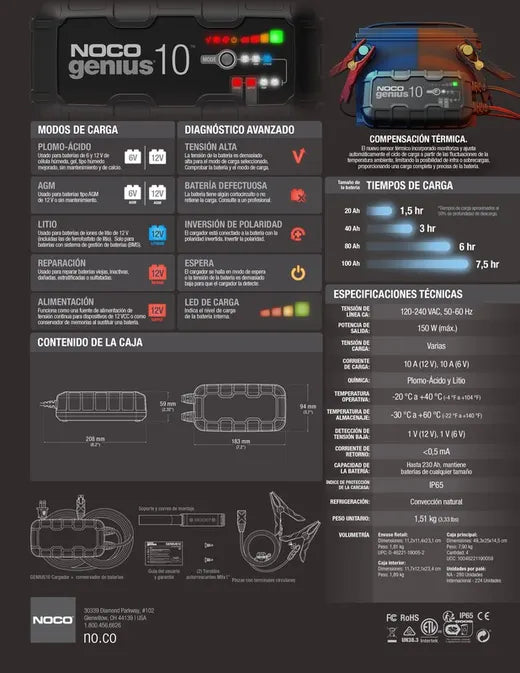 Cargador batería 6V/12V 10 amp