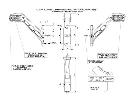 Cuerno de gálibo LED derecho 3 funciones - Universal