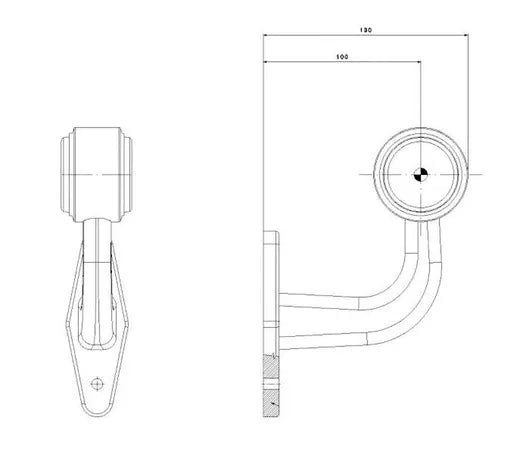 Cuerno de gálibo LED - Universal (blanco y rojo, curvo/corto)