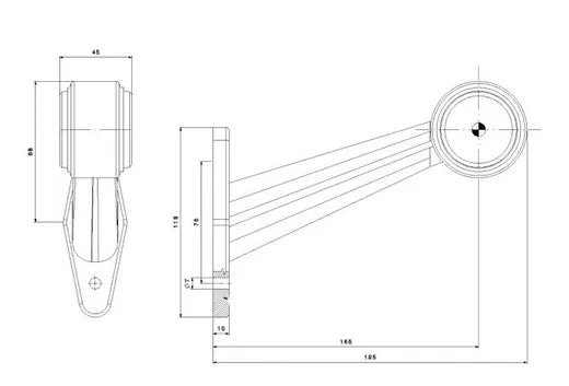 Cuerno de gálibo LED - Universal (blanco y rojo, largo)