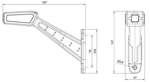 Cuerno LED derecho - Universal (con posición trasera, delantera y lateral)