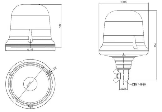Destellante LED ámbar - Universal (fijación pincho, 12-36V, 2 destellos)