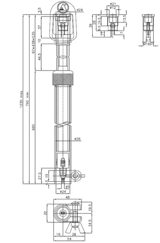 Extensión mástil para soporte - Universal (700/1300 mm)
