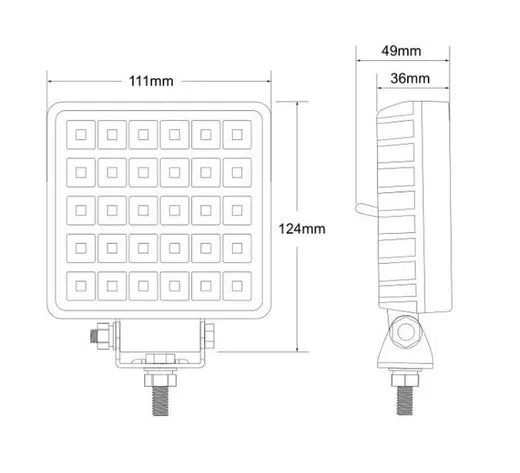 Faro de trabajo cuadrado - Universal (30 LEDs, con interruptor)