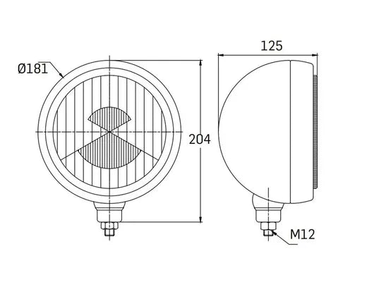 Faro de largo alcance cromado H3 - Universal (Oscar, aro de acero inoxidable)
