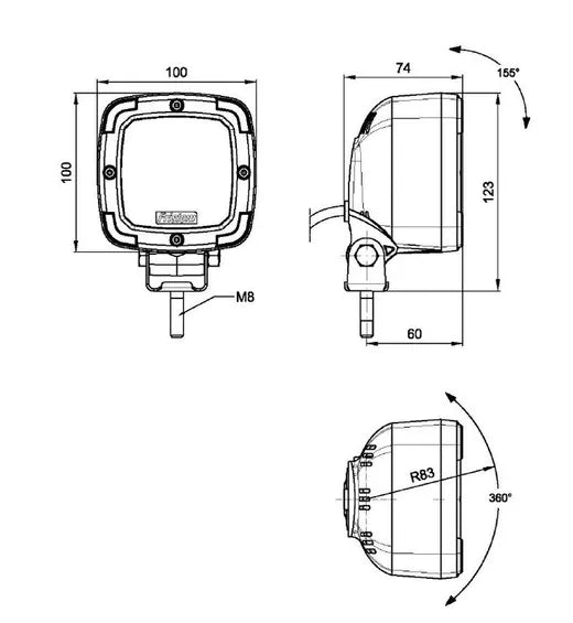 Faro de trabajo - Universal (9 LEDs, con conector Deutsch)