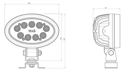 Faro de trabajo ovalado - Universal (9 LEDs)