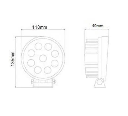 Faro de trabajo redondo - Universal (9 LEDs)