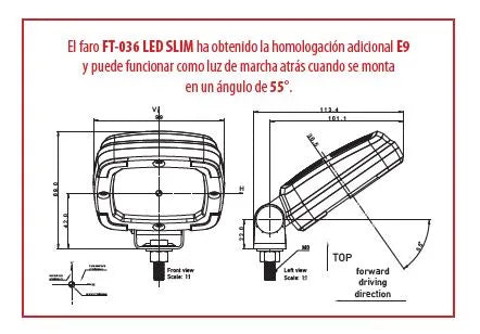 Faro de trabajo LED slim cuadrado - Universal (1400 lúmenes, 12-36V, 2 funciones)