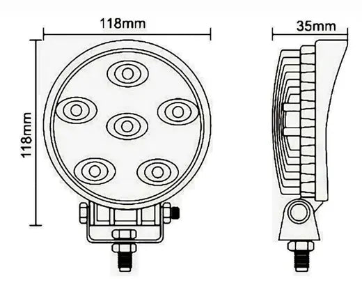 Faro de trabajo redondo - Universal (6 LEDs)