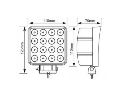 Faro de trabajo cuadrado - Universal (16 LEDs, 9-90V)
