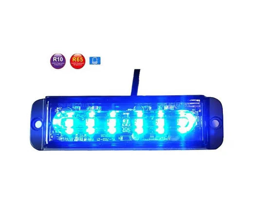 Luz estroboscópica de advertencia azul - Universal (6 LEDs, R65)