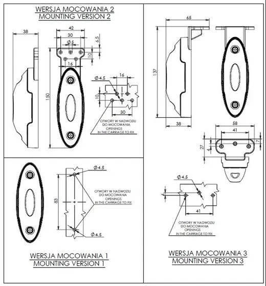 Piloto colgante LED izquierdo - Universal (con soporte, 3 funciones)