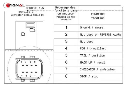 Piloto trasero derecho LC8 - DAF (con conector lateral, con luz matrícula)