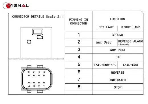 Piloto trasero derecho LC8 - Universal (con conector trasero)