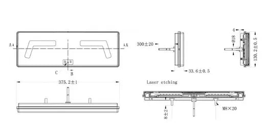 Piloto trasero LED derecho efecto neón - Universal (con triángulo)