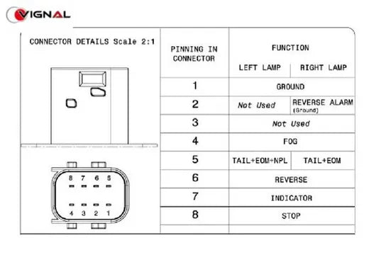 Piloto trasero izquierdo LC8 - Universal (con conector trasero)