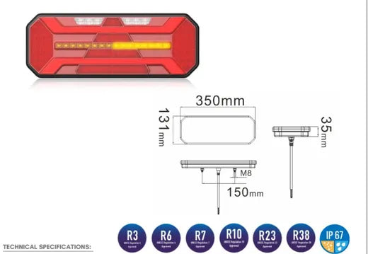 Piloto trasero LED izquierdo - Universal (con intermitente dinámico y triángulo)