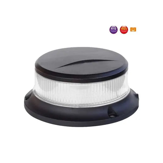 Rotativo LED ámbar - Universal (plástico blanco, homologación R65, GF-54B)