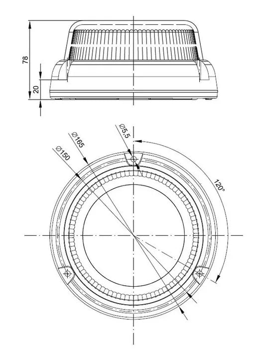 Rotativo LED base fija ámbar - Universal (12/24V)
