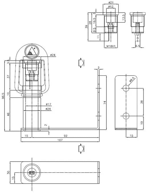 Soporte rotativo - Universal (con soporte en escuadra 90°)