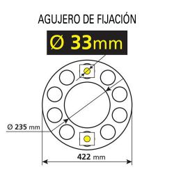 Tapacubo acero inoxidable sin chapa central - Universal (agujero 33 mm)