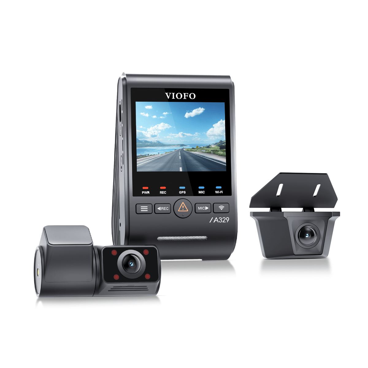 Viofo A329SW 3CH – Cámara 4K + trasera exterior estanca + cabina IR, Wi-Fi 6 y SSD