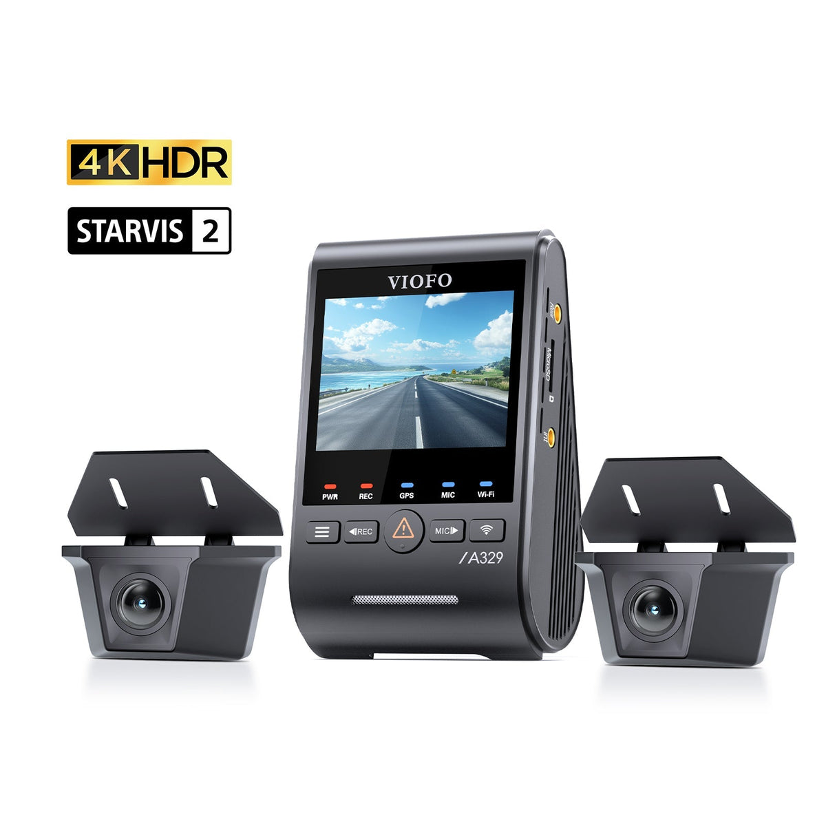 Viofo A329WW 3CH – Cámara 4K + 2 cámaras exteriores estancas para camión y remolque